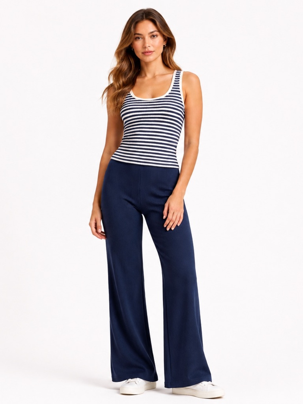 RIVIR Knit Sleeveless Top & Pant Set – Navy